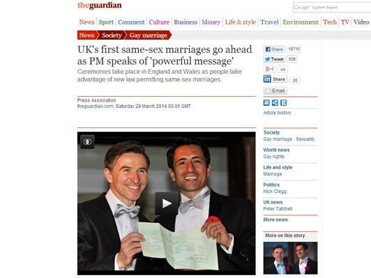 英イングランドとウェールズで同性婚合法化
